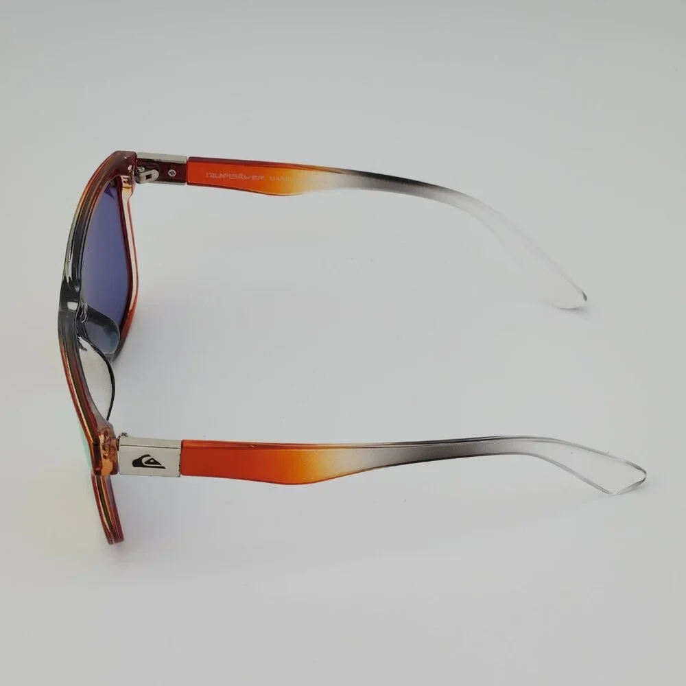 Quiksilver Round Flat Lens Sunglasses Black-Orange Fade Orange Mirror Lens Q27